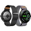 Kamita [2Pezzi] Nylon Cinturino Compatibile con Google Pixel Watch 3 45mm, Elastico Cinturini di Ricambio Sportivi per Pixel Watch3, Regolabili Trail Loop Intrecciato per Uomo e Donne (Nero+Grigio)