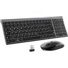 iClever - Set di mouse wireless da 2,4 G, in alluminio, con tastiera QWERTZ Layout (tedesco), per computer, desktop, PC, laptop, superfici, Smart TV e Windows 10/8/7/Vista/XP (2,4 GHz, USB)