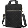 MOSISO Custodia Verticale Laptop,15-15,6 Pollici Borsa Computer Compatibile con MacBook 16 Pollici,HP,Dell,Lenovo,Asus Notebook,Rombo Quilted Tracolla Borsa con Tasca Front &Handle&Belt,Nero