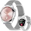 niolina Smartwatch Donna, 1,27" Orologio Smartwatch con Chiamata Bluetooth, 120+ Sport, 24H Frequenza Cardiaca SpO2 Sonno, Fisiologia Feminile, IP68 Impermeabile, Smart Watch per Android iOS Argento