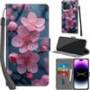 PHINIENLAND Cover per iPhone 14 Pro Max custodia portafoglio Fiori | 3 scomparti carte, 1 tasca banconote, Chiusura magnetica, Supporto, Pelle PU flip cover per iPhone 14 Pro Max