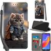 Haninsuze Cover per Huawei Y6 2019 Custodia Cover Pelle Libro Portafoglio con Porta Carte Magnetica Protezione Antiurto Cuoio Flip Case Custodia Cover per Huawei Y6 2019, Gatto