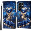 Haninsuze Cover per Samsung Galaxy S25 Ultra, Portafoglio PU Pelle, cuore blu | Interno TPU Antiurto, Anti-Graffio, Fessura per Schede, Supporto Stand, Design Libro, Flip