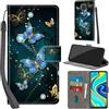 PHINIENLAND Cover per Xiaomi Redmi Note 9 Pro / 9 Pro Max Case PU Pelle Custodia [Kickstand] [Chiusura magnetica] [Slot per Schede], Portafoglio Flip Custodia per Redmi Note 9S,Farfalla