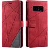 SONWO Cover per Galaxy Note 8, Flip Caso in PU Pelle Case Cover Portafoglio Custodia per Samsung Galaxy Note 8, [Kickstand] [Slot per Schede], Rosso