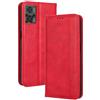 Topme Cover per Motorola moto e22 / moto e22i (6.5 Inches) Custodia Case, Custodia per Telefono in Pelle Elegante Slot per Schede Testurizzato.Rosso