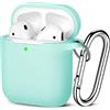Maledan Custodia Compatible per Airpods 2 & 1, Antiurto Cover Protettiva [LED anteriore Visibile] Supporta la ricarica wireless con moschettone,Mare Blu