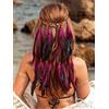 Fashband Fascia per capelli indiana con piume, stile bohémien, hippie, tribale, festival, accessorio per capelli da donna (viola, taglia unica)