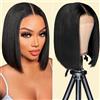 zekan Parrucca Donna Corta Bob Wigs Human Hair 13x4 Lace Frontal Wig Natural Black Color Straight Lace Wigs Unprocessed Brazilian Virgin Hair Wig For Women 12 Inch