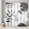 Uiiooazy Tenda Doccia Antimuffa, Tenda da Doccia 180x180cm Grigio Tropicale Foglie di Palma Giungla Tende da Bagno Tessuto Lavabile Impermeabile Poliestere Tende per Vasca da Bagno con 12 Anelli