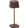 Zafferano, Lampada Ofelia Micro, Lampada da Tavolo Ricaricabile e Senza Fili con Controllo Touch, Adatta per Salotto ed Esterni, Dimmer, 2200-3000 K, Altezza 20 cm, Colore Corten