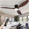 AQLEDY Pale Da Soffitto Con Luce E Telecomando Silenzioso Lampadario Con Ventilatore Ventola Soffitto Con Luce Design Memoria Dimmerabile LED 6 Velocità Motore DC Reversibile E Timer-Black-WoodGrain||42in