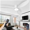 AQLEDY Pale Da Soffitto Con Luce E Telecomando Silenzioso Lampadario Con Ventilatore Ventola Soffitto Con Luce Design Memoria Dimmerabile LED 6 Velocità Motore DC Reversibile E Timer-White||42in