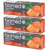 Biomed Citrus Fresh 97% Dentifricio naturale | Arancia, alito fresco, gengive sane | Oli essenziali di mandarino, pompelmo e limone, gusto frutta, vegetariano, privo di SLES 100 g (3х100 g)