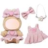 Carreuty Vestiti per bambole da 17 cm, cappuccio, fiocco, fermagli, solo borsa, vestiti per le mini bambole di peluche da 17 cm, bambola di peluche, non inclusa nella consegna (rosa)