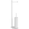 Gedy TRILLY Scopino e porta rotolo per bagno, Bianco Opaco, Acciaio Inox, 14 x 14 x 63 cm