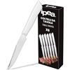IPEA Coltelli da Tavola Bianchi per Bistecca e Carne - 6 PEZZI - Coltello Affilati con Lama Seghettatata in Acciaio Inox per Tagliare Carne e Alimenti a Pranzo e Cena - Posate - Coltelli Casa Cucina