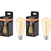 OSRAM Vintage 1906 Edison è una lampada LED bianca calda dimmerabile a forma di lampadina Edison con filamento. Offre 8 W per 806 lm, attacco E27, vetro color oro, diametro 64 mm, 2200 K, EEK F.