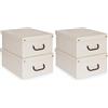 Lavatelli Set 2 Scatole Armadio Portaoggetti con Coperchio - Organizer Cambio Stagione in Cartone 32x42x17,5 cm Beige - Made in Italy, Resistenti, Facili da Montare, con Maniglie (Confezione da 2)