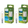 Philips Lampadina LED UltraEfficient Candela Trasparente B35 a Filamento, Attacco E14 Piccolo Edison, Classe Energetica A, 252 lm, Equivalente 25W, Bianco Caldo (2700K), 50.000 ore, Pacco da 2