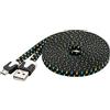 PremiumCord Cavo di Collegamento Piatto USB - Micro USB in Tessuto, Tipo A Maschio a Tipo Micro B Maschio, Cavo Dati Ad Alta velocità 480 Mbit/s, 2X Schermato, Colore Nero/Blu/Giallo, Lunghezza 2m