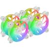 Mars Gaming MF-4A, Kit 4x Ventilatori 120mm ARGB, Illuminazione 360° Senza Cornice, RGB Indirizzabile 5V 3Pin, Effetto Rainbow Personalizzabile, Cuscinetti FDB Silenziosi, Doppio Connettore, Bianco