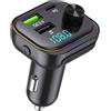 Carehabi Trasmettitore FM Bluetooth per Auto 54W (PD 36W&18W) Radio Adattatori Vivavoce Car Kit Adattatore da auto con 3 porte USB Ricevitore radio wireless Display LED Unità USB da 32GB con luce ambientale