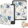 MoKo Custodia per Ebook Reader da 6(11a Gen-2024/2022), Cover a Conchiglia Leggera Cinturino per la mano con Auto Sonno/Sveglia per 11a Gen 2024,NON per Kobo Aura 2/Remarkable, Bianco/Blu