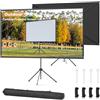 Redecuci Schermi di Proiezione Esterno, 90 Pollici (16:9), Schermo con Supporto, Design Antivento per Proiettore Portatile, con Corde e Picchetti, Alto Guadagno, Immagine 4K per Home Theater e Campeggio.