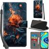PHINIENLAND Cover per Xiaomi Redmi Note 9 Pro / 9 Pro Max Case PU Pelle Custodia [Kickstand] [Chiusura magnetica] [Slot per Schede], Portafoglio Flip Custodia per Redmi Note 9S,Fiamma