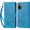 KENHONER Compatibile Cover con Xiaomi Redmi Note 10 Pro/Note 10 Pro Max,Premium Pelle PU Portafoglio Flip Libro Custodia Cover per Redmi Note 10 Pro [Protezione Completa] (Blu Farfalla)
