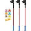 Aiqeer 3 Pezzi 12V / 24V Basso-Profilo Add-a-Circuit Portafusibili, Adattatore Fusibili Auto con 16 AWG Cavo, 0 6 Pezzi Fusibili a Lama Micro e Estrattore di Fusibili (Terminale a Crimpare)