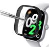 ZoRoll Cover Compatibile con Xiaomi Redmi Watch 4, PC Custodia Rigida con Vetro Temperato, Protezione Completa 9H Anti-Graffio Cover Compatibile con Xiaomi Redmi Watch 4 - Nero