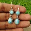 Orecchini Artigianali in Argento 925 con Gemma Larimar Caraibico 4 Pietre S-37