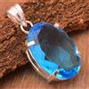 Startling Topazio Blu Gemma 925 Argento Sterling Fatto a Mano Ciondolo 4.1cm