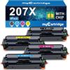 MYCARTRIDGE 207X Toner (con chip) di ricambio per HP 207X 207A compatibile con HP Color Laserjet pro MFP m283fdw m255dw m282nw W2210X W2211X W2212X W2213X confezione da 4
