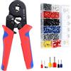 Hibisaws - Kit di crimpatura con ghiera da 0,25 a 10 mm², pinza crimpatrice a cricchetto auto-regolabile con 1250 connettori per ghiera, ideale per riparazioni elettriche fai da te e crimpatura dei