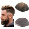 N.L.W. NLW Toupet Uomo Capelli Veri, Interamente in pizzo Protesi capillare uomo, Capelli Europei Veri, Linea Frontale Naturale, Base 10x8 Pollici, Colore #4 Marrone Chiaro