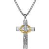 OIDEA Collana da uomo in acciaio inossidabile: collana con ciondolo a croce e corona di spine, gioielli religiosi gioielli amuleti argento - regalo di compleanno festa del papà, Acciaio inossidabile