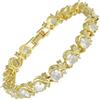 Rizilia [RIZILIA Blossom] Bracciale tennis e zirconia cubica taglio rotondo [6 colori disponibili] in oro giallo, 17,8 cm, Medium, Zirconia cubica