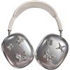 SCJLSDA Custodia protettiva per AirPods Max, argentata placcata argento motivo farfalla e stella colore solido lucido, antiurto simpatica custodia protettiva per AirPod Max cuffie