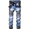 AITITIA, Jeans da Uomo con Cerniera déco, Lavato, Dritto, Blu Scuro, 48