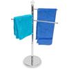Relaxdays Porta Asciugamani da Terra con 3 Bracci Orientabili, in Acciaio Inox Cromato, Bagno, Salviette WC, Argentato