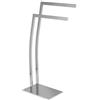 Relaxdays Porta Asciugamani WIMEDO, 80x32x20 cm ca., 2 Aste, Base Rettangolare, Decorazione, Acciaio Inox, Argento