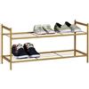 Relaxdays Scarpiera 2 Ripiani in Metallo, 6 Paia di Scarpe, 33,5 x 69,5 x 26 cm, Scaffale Ingresso Salvaspazio, Marrone