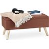 Relaxdays Panca con Contenitore, Imbottita, Gambe in Legno, Cassapanca Foderata, HLP 39,5x79,5x39,5 cm, Marrone