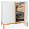 Relaxdays Mobile Sottolavabo, 2 scomparti, Armadietto da Bagno in MDF e Bambù, per Lavabo,60,5x60x30,5cm, Bianco/Marrone