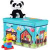 Relaxdays Pouf per Bambini, Sgabello Contenitore per Giocattoli, Pieghevole, Bimbi e Bimbe, Salvaspazio, Circo, Turchese 36 x 60,5 x 30,5 cm