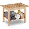 Relaxdays Sgabello, Mobiletto da Bagno in bambù, Ripiano, Alzatina, Pouf, in Legno, HxLxP: 45 x 66 x 40 cm, Naturale, bambú, 1 pz