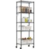Himimi Scaffale con ruote, in metallo su ruote, regolabile in altezza, con 5 ripiani, per cucina, bagno, dispensa, 35 x 59 x 183 cm, colore nero